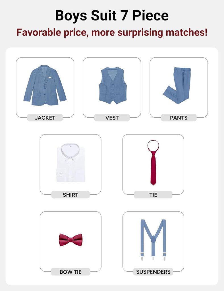 Boys' Formal Suit Set, with Suspenders, Adjustable Waist
