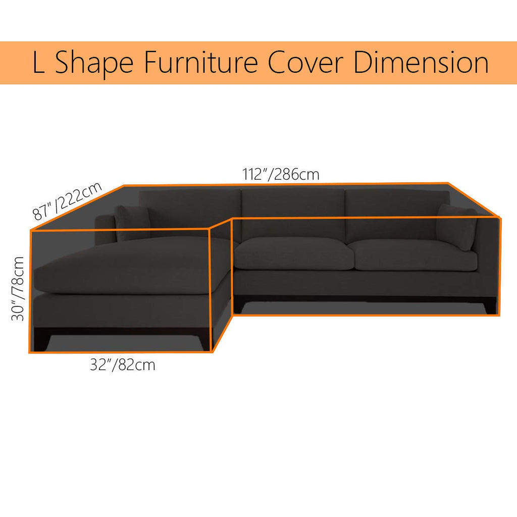 Patio Sofa Cover Sectional Waterproof L Shape Corner Sofa Cover Outdoor Dust-Proof Anti-UV Furniture Couch Cover for