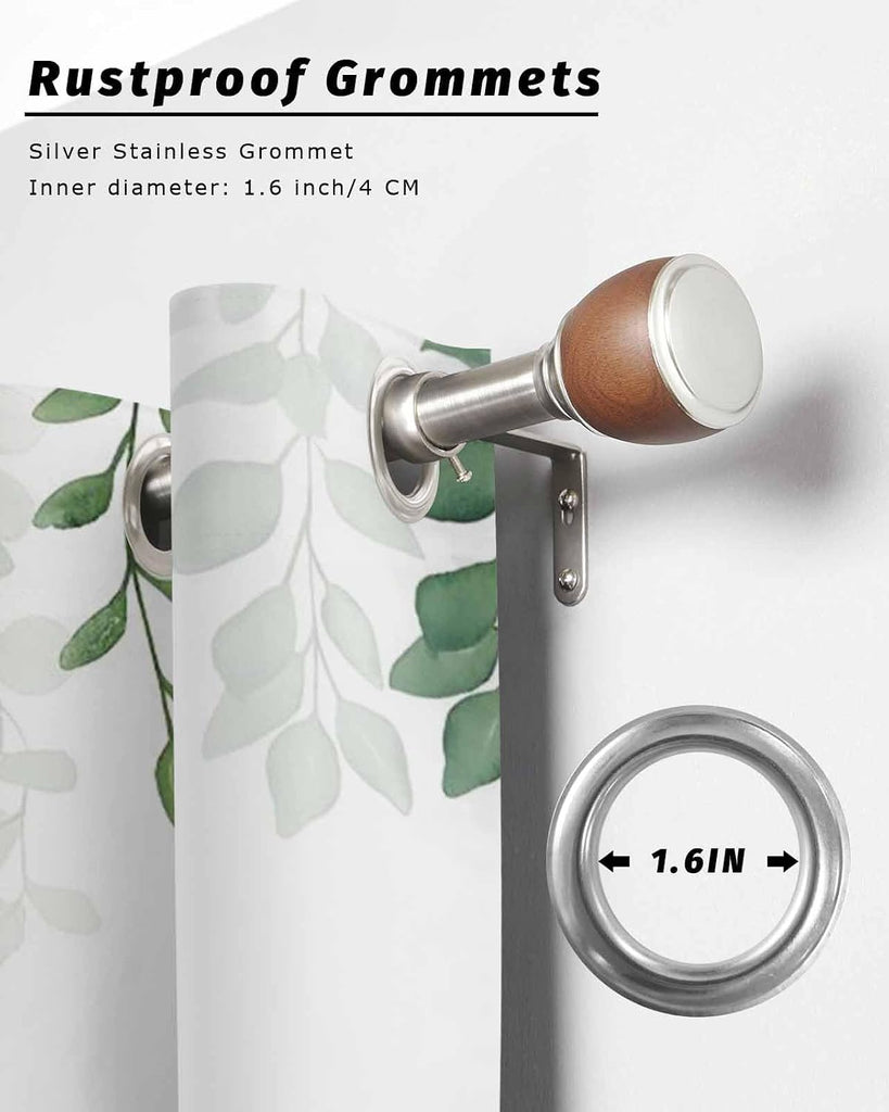 Outdoor Curtains Waterproof, Eucalyptus Leaves Privacy Screen Outdoor Front Porch Decor, Grommet Outside Curtains for