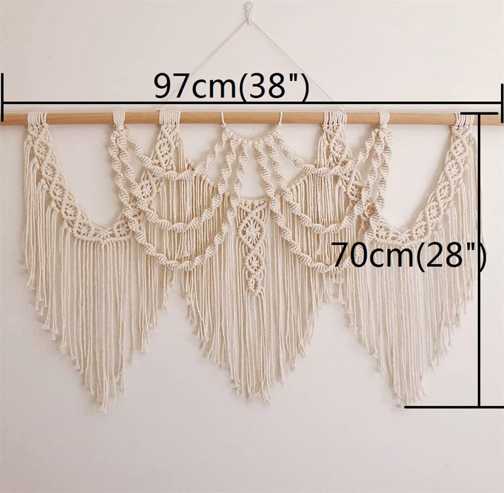 Large Macrame Wall Hanging Macrame Tapestry Above Headboard Boho Home Decor Living Room Apartment Wedding Party, 38" W