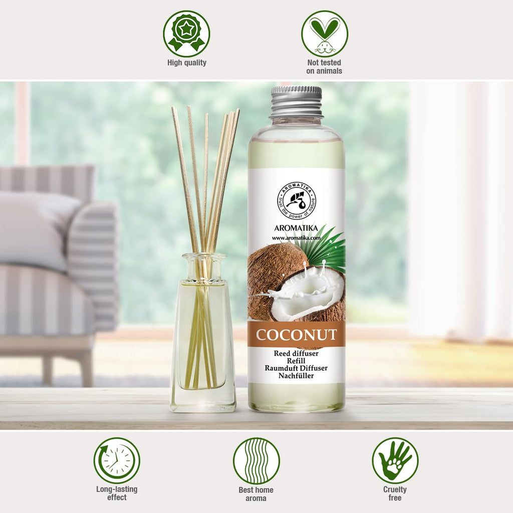 Coconut Reed Diffuser Refill 6.8 Fl Oz (200 ml) - Aromatherapy Room Fragrance - Home Air Freshener - Scented Diffuser