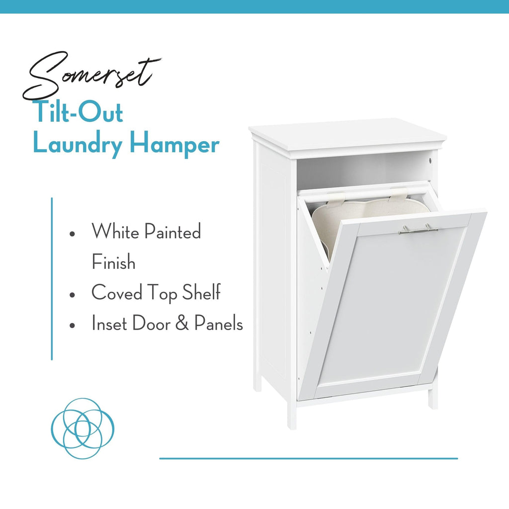Somerset Tilt-Out Laundry Hamper, White