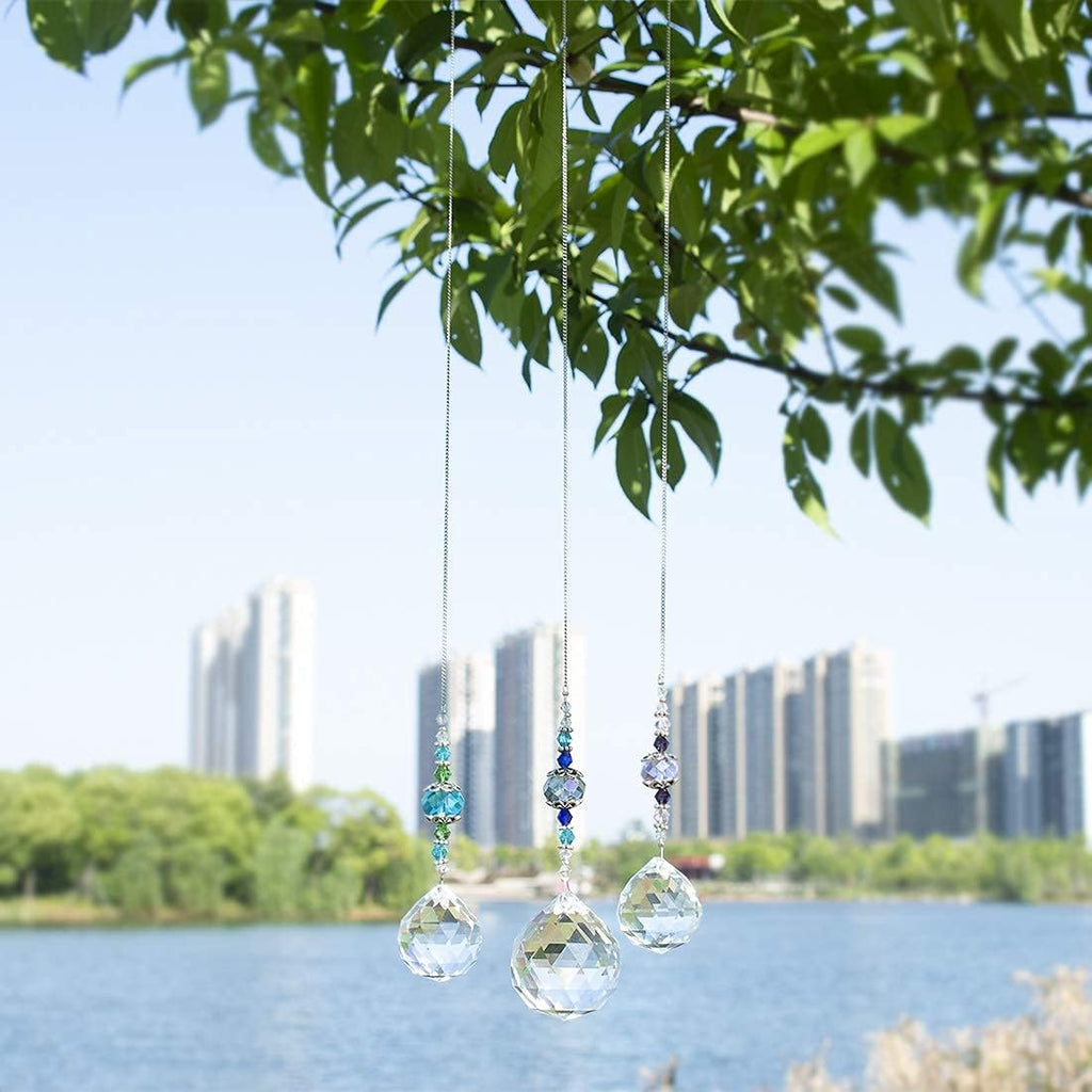 3 Pcs Clear Crystal Ball Prism Suncatcher Rainbow Maker Window Decor - Clear Crystal Ball Prism Suncatcher Rainbow