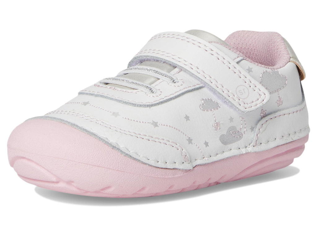 Rite girls Soft Motion Adalyn First Walker Shoe, White/Silver, 4.5 X-Wide Infant US