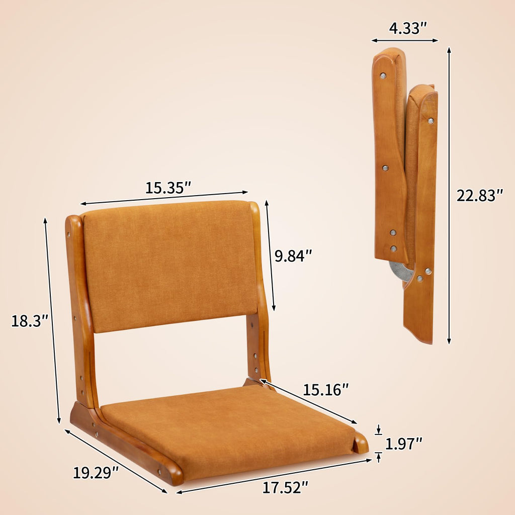 Foldable Japanese Style Floor Chair with Back Support, Tatami Chair with Cushion, Meditation Seat for Bay Window