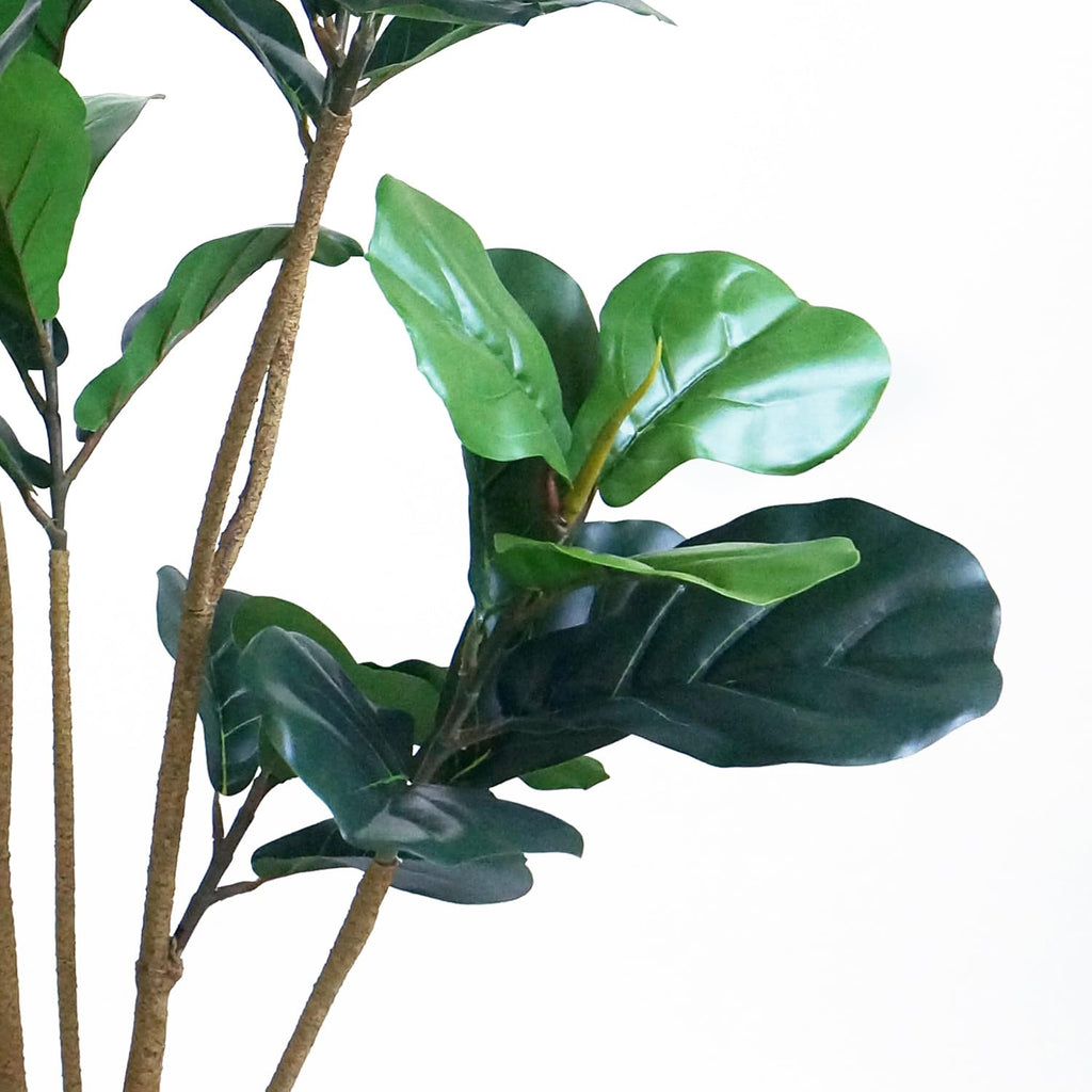 Artificial Tree in White Marble Effect Planter, Fake Ficus Lyrata Silk Tree for Indoor and Outdoor Home Decoration