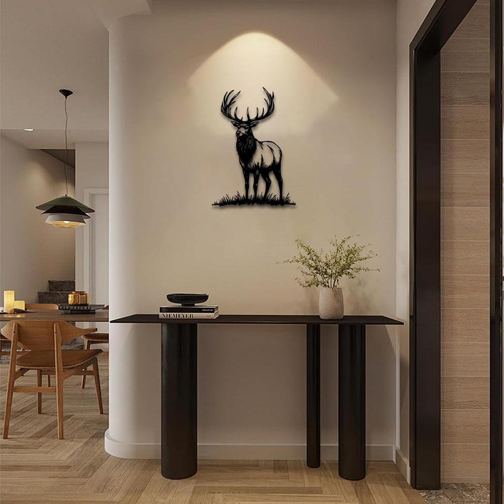 Majestic Elk Silhouette Metal Wall Art Decor Metal Outdoor Decor Metal Signs Artwork Rustic Farmhouse Style Home - Set of 5
