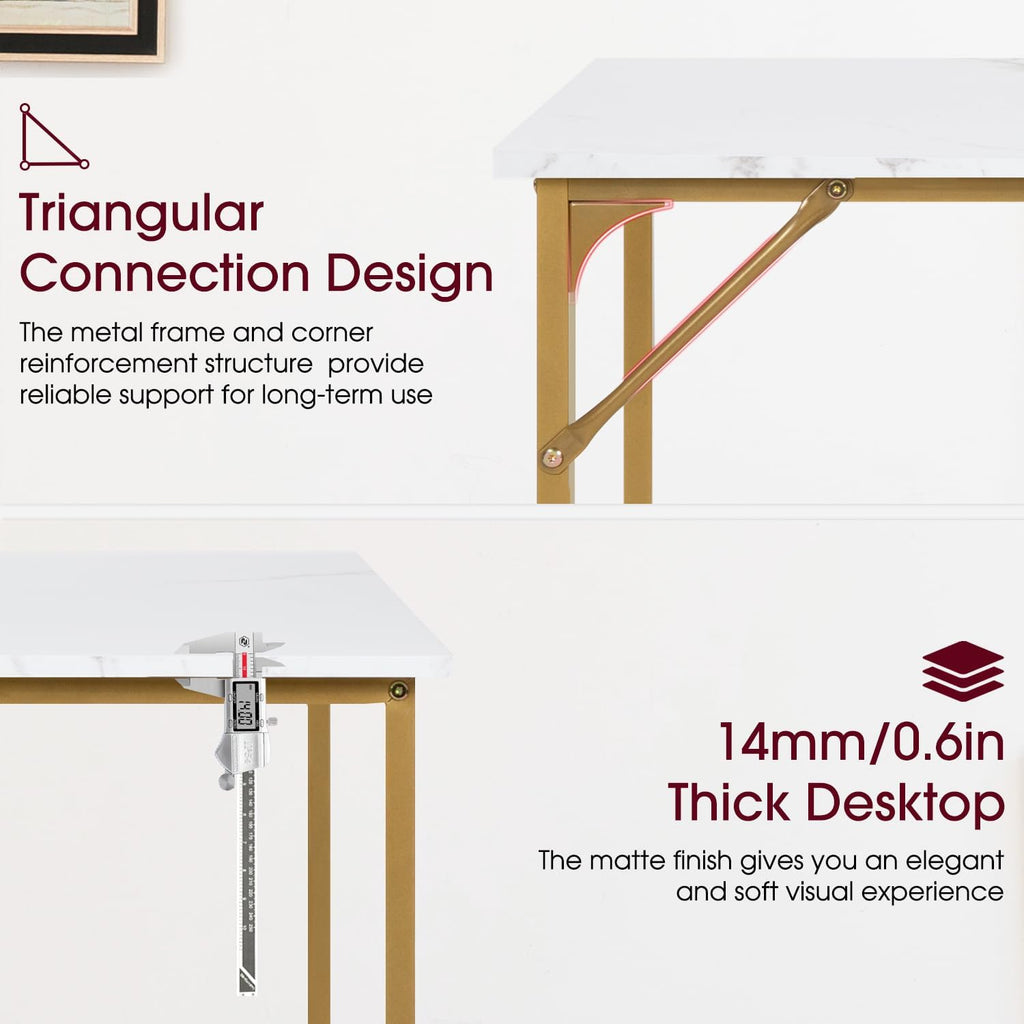 Computer Desk,Home Office Desk, Modern Simple Style Study Writing (Gold, 55 Inch)