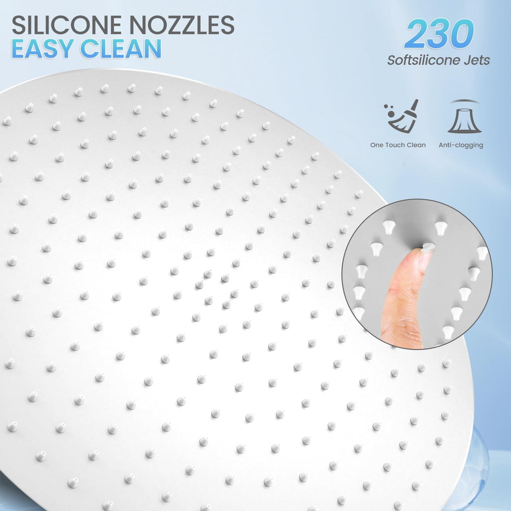 16 inch Ceiling Round Rain Shower Head Brushed Nickel - All Metal Stainless Steel 304, Full Body Round Rainfall