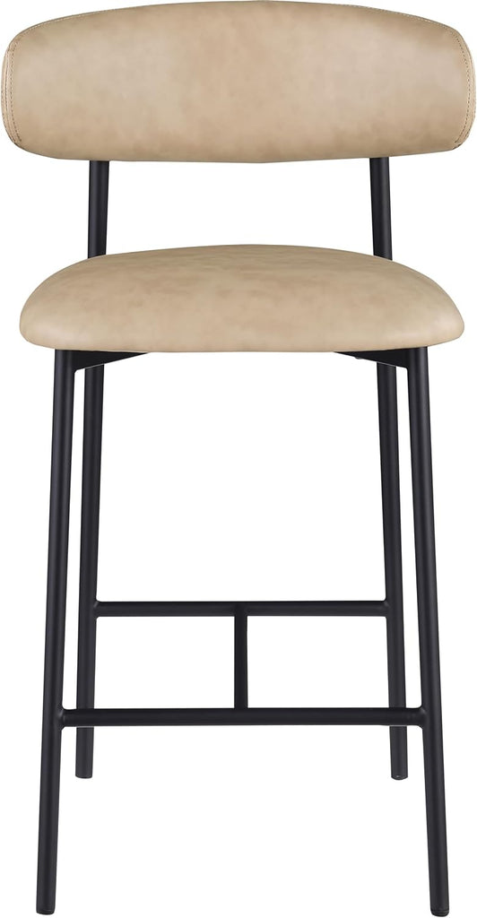 996Tan-C Lupita Collection Modern | Contemporary Counter Stool with Soft Tan Vegan Leather, Matte Black Metal Frame