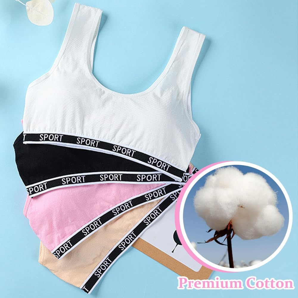 Girls Sports Bras Cotton Training Underwear with Removable Pads Teenage Crop Vest
