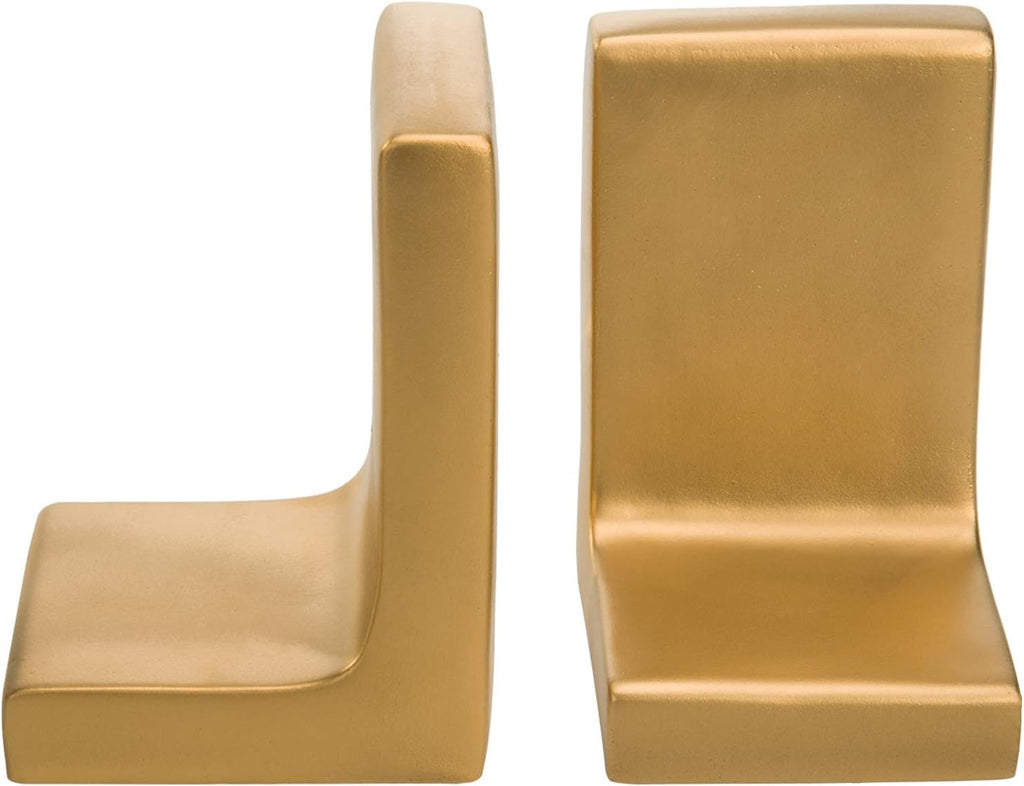 Modern Gold Concrete Office Bookshelf Decor Bookends for Heavy Book and Textbooks, Desktop Book Holder, 1 Pair