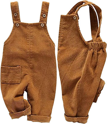 Toddler Boy Girl Soft Corduroy Suspender Pants Kids Overalls Loose Retro Adjustable button overalls