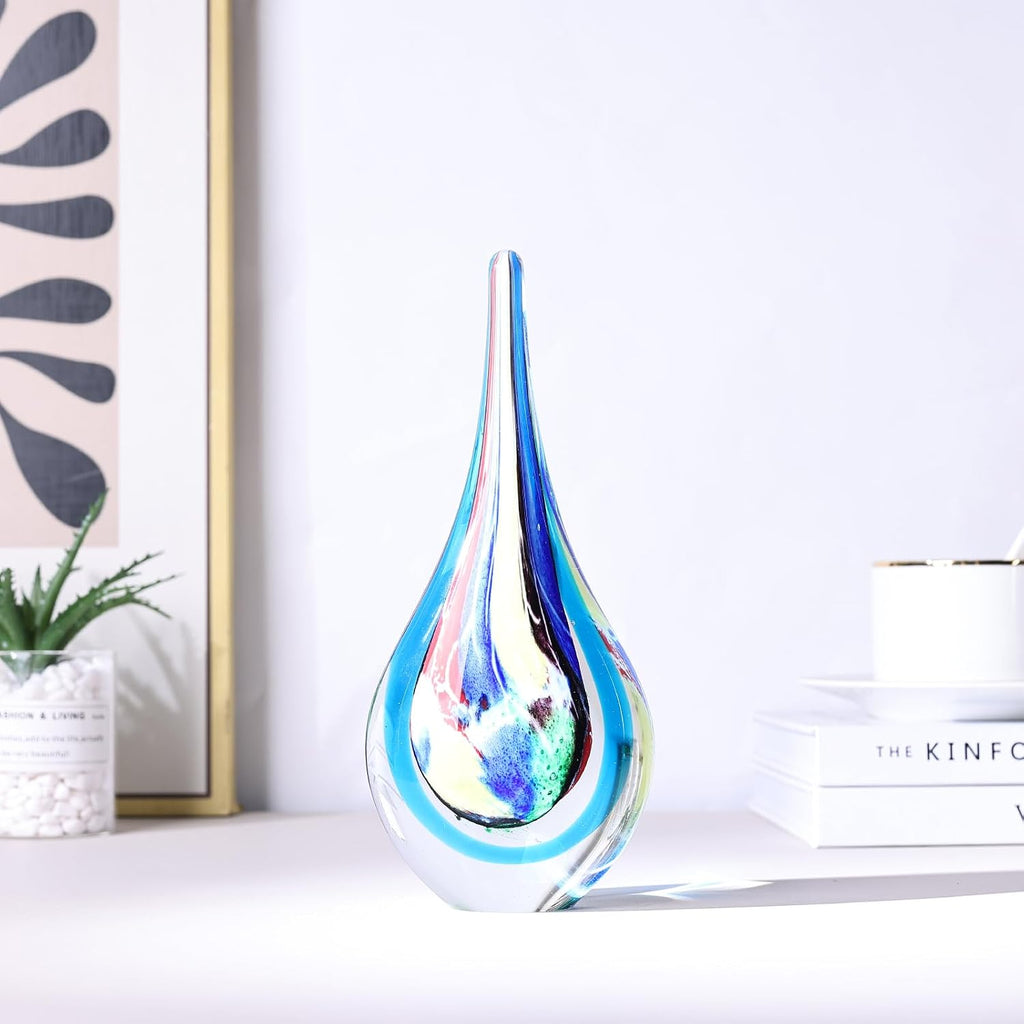 Hand Blown Glass Sculpture, Unique Mediterranean Style Decor, with Crystal-Like Finish, Decorative