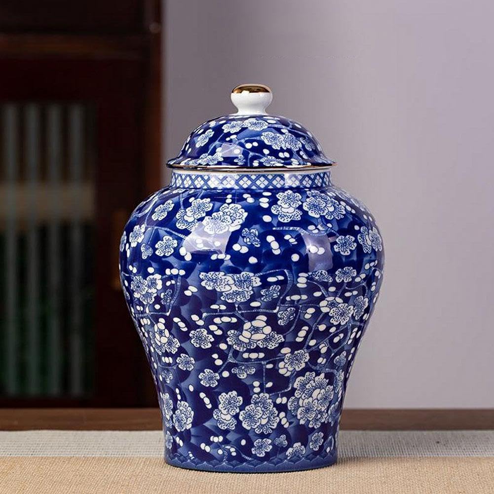 Chinoiserie Blue White Ginger Jars, Porcelain Jar Tea Storage, Ceramic Decorative Ginger Jar With Lid, Chinoiserie