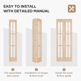 30"x 80" (Double 15" x 80") Bifold Barn Door, Tempered Frosted Glass Bifold Closet Door with 2.5FT C