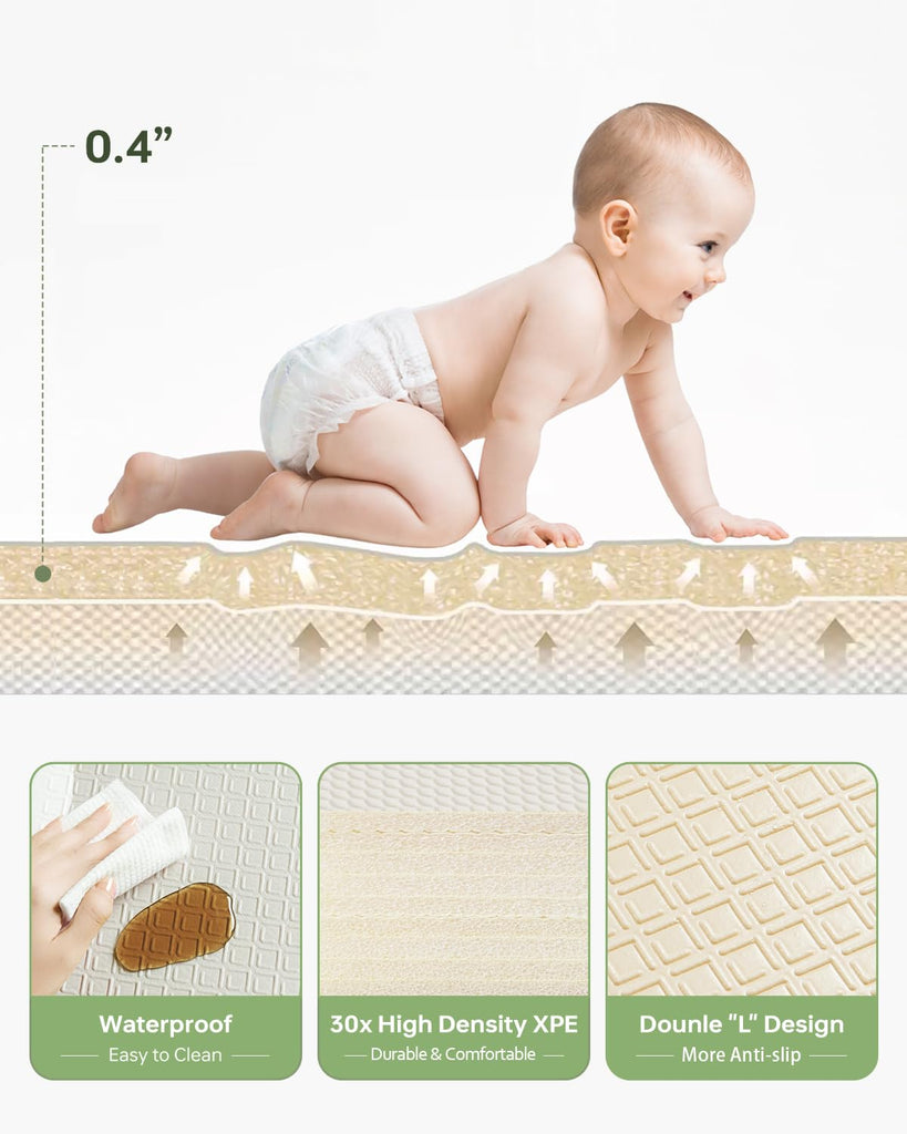 Play Mat for Floor Foldable Playmat Reversible Waterproof Crawling Mat
