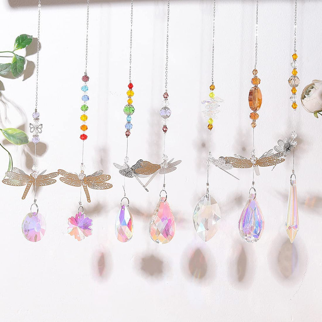 Pack of 7 Crystal Suncatchers Dragonfly Pendant Hanging for Window Wedding Garden Decor