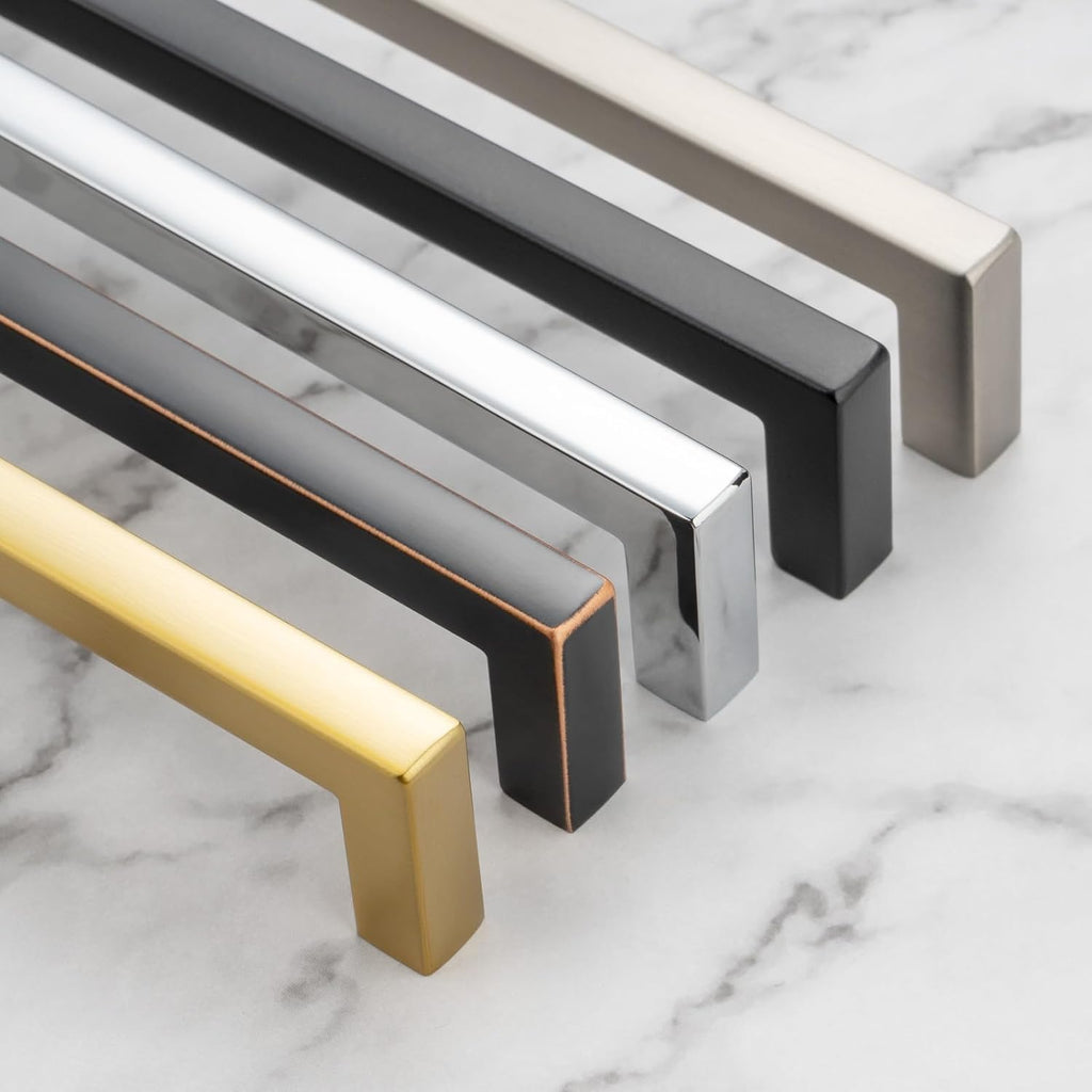 Solid Square Brushed Gold Kitchen Cabinet Handles Gold Cabinet Pulls, 10 Pack 5 Inch Gold Hardware Cabinets Drawers