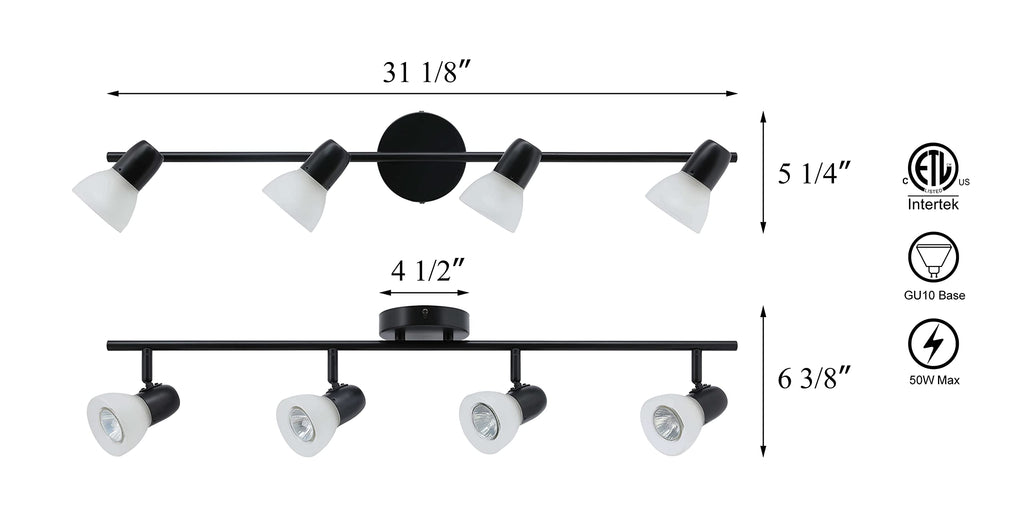 4 Light Black Track Light Fixtures Bathroom