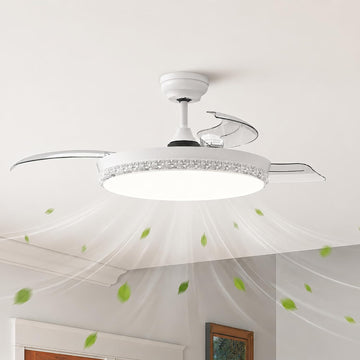 Retractable Ceiling Fan with Lights, 44 Inch, Remote, High CFM