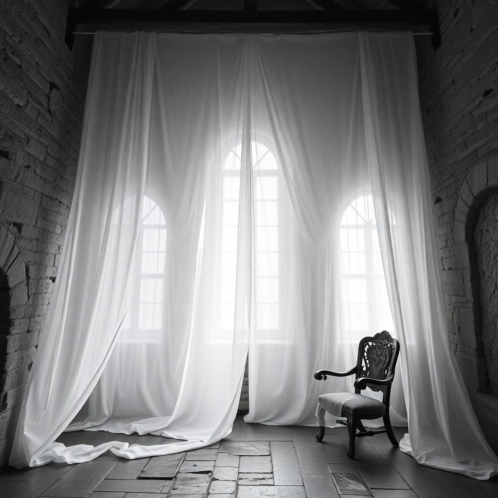 Sheer Voile Chiffon Fabric Draping Panels | White Voile Fabric - 120" Wide x 120 Yards Roll | Use for Backdrop