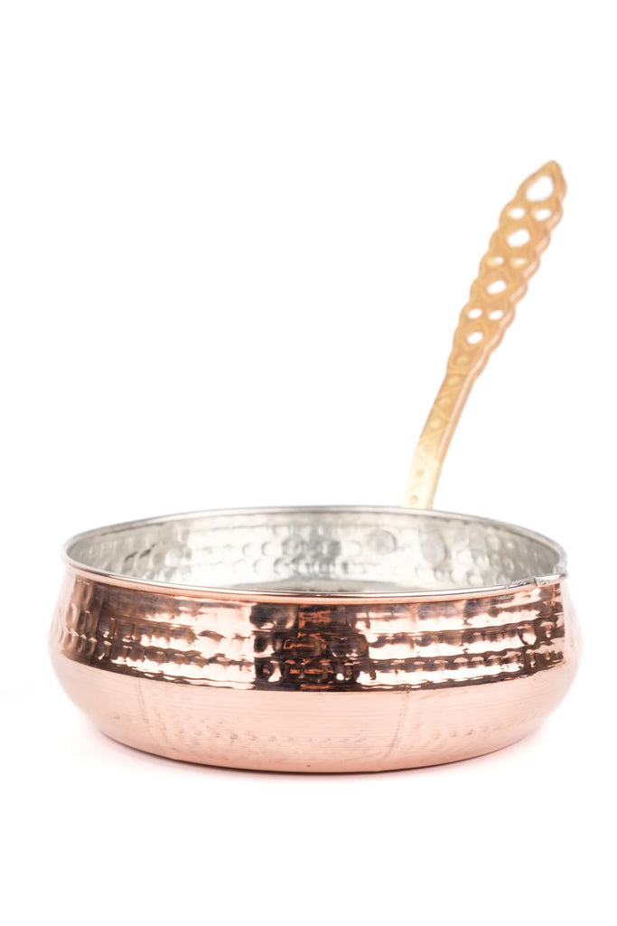 Copper Sauce Pan 5 inch | Hand-Hammered Exterior | Tin Lined Interior | Induction Compatible | Yellow Finish Saucepan