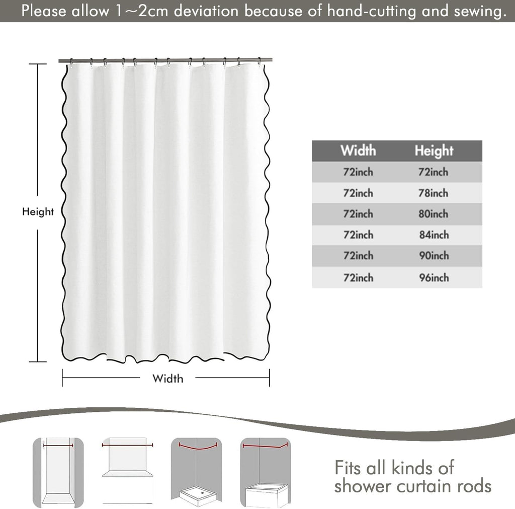 White Scalloped Linen 72x78 Inches