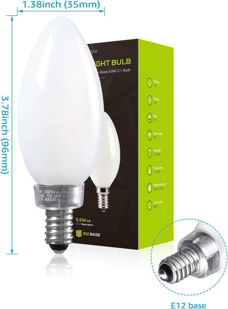 Dimmable E12 LED Candelabra Bulb 4000K Cool White