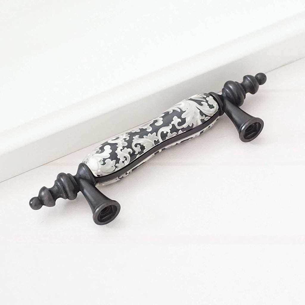 6 Pack Ceramic Drawer Pull Dresser Cabinet Pull Handle (6, 3" hole centers)