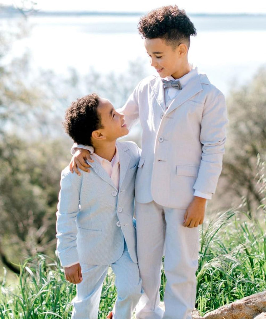 Boy's Blazer Seersucker Casual Summer Beach Wedding Sport Coats for Boys