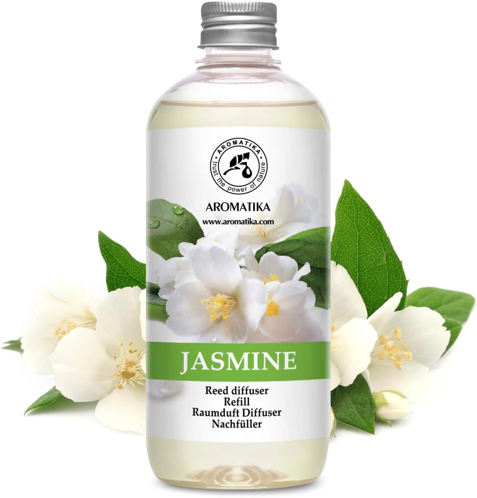 Jasmine Reed Diffuser Refill w/Natural Essential Jasmine Oil 17 Fl Oz - Fresh & Long Lasting Fragrance - Scented Reed - Set of 169