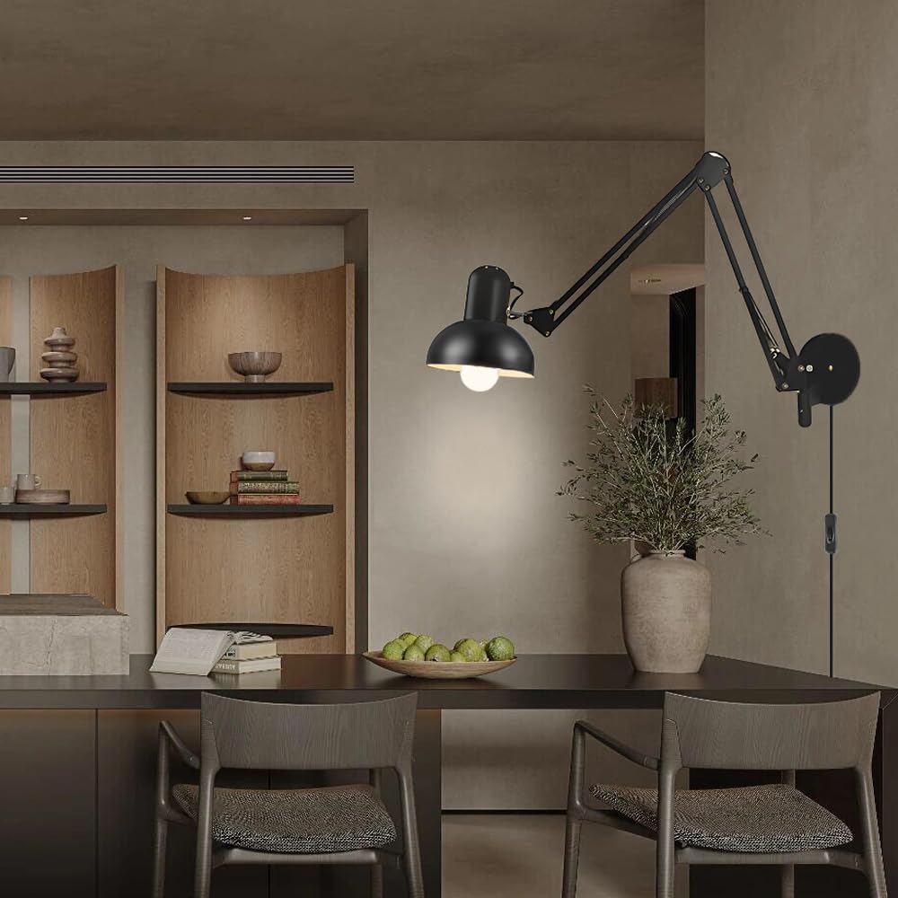 Black Industrial Swing Arm Wall Light Nordic Adjustable Long Arm Wall Sconces Lamp Metal Double-arms Folding