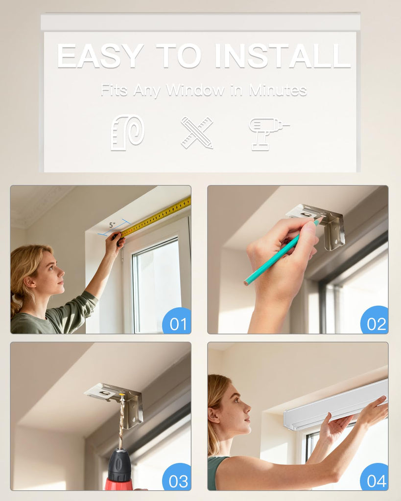 Motorized Roller Shade, Blackout Smart Window Blind with Remote