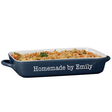 Classic Ceramic Baking Dish, Custom Etched, 4 Quart Capacity, Stoneware Bakeware, Dishwasher Safe, Oven Safe, Baker