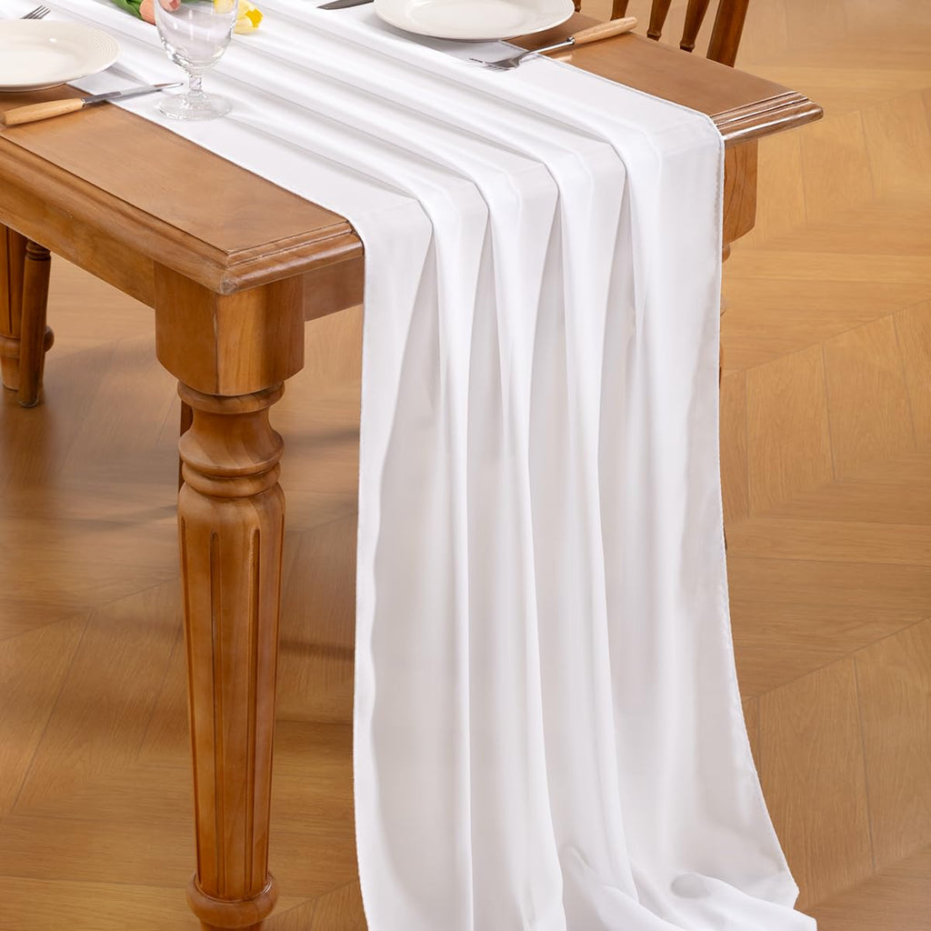 White Chiffon Table Runner Fall Boho Wedding Birthday Party Decor