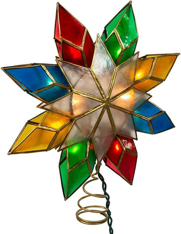 10-Light Multi-Color Capiz Star Tree Topper
