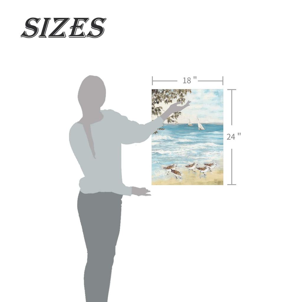 Abstract Beach Sea Birds Canvas Wall Art 18x24Inch