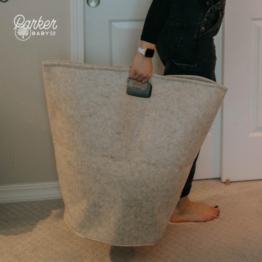 Large Felt Nursery Laundry Hamper & Storage Basket - Gray