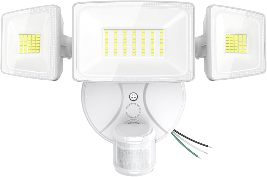 75W LED Flood Light Motion Sensor Outdoor, 7000lm Dusk to Dawn Flood Light, Security Light with Three Head, IP65