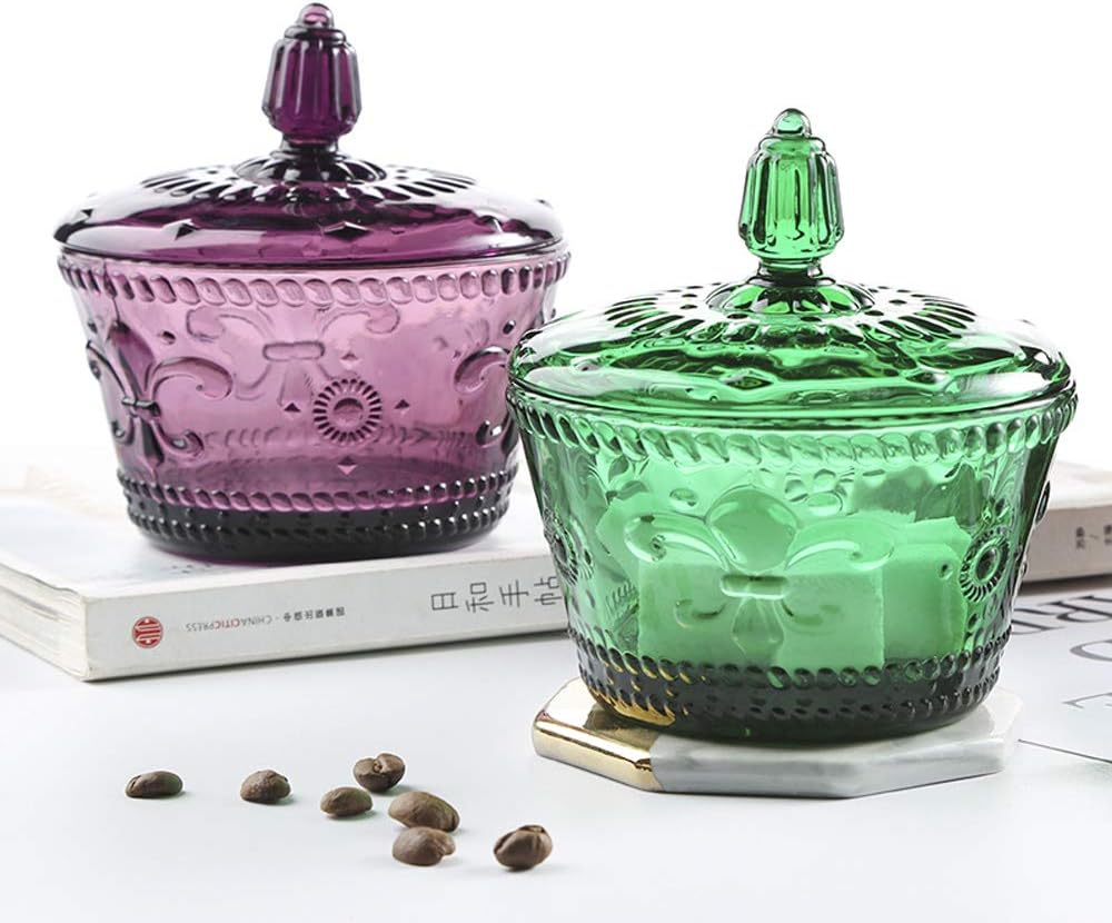 European Retro Nostalgic Three-Dimensional Relief Color Glass Jar Candy Jar Seasoning Jar With Lid