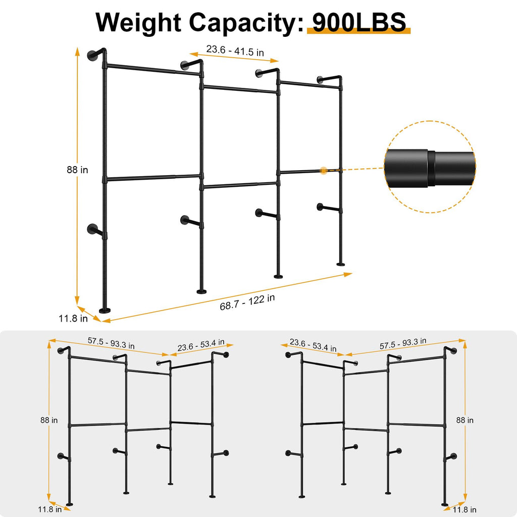 M8 Wall Mounted Clothes Rack, Closet Wardrobe Racks
