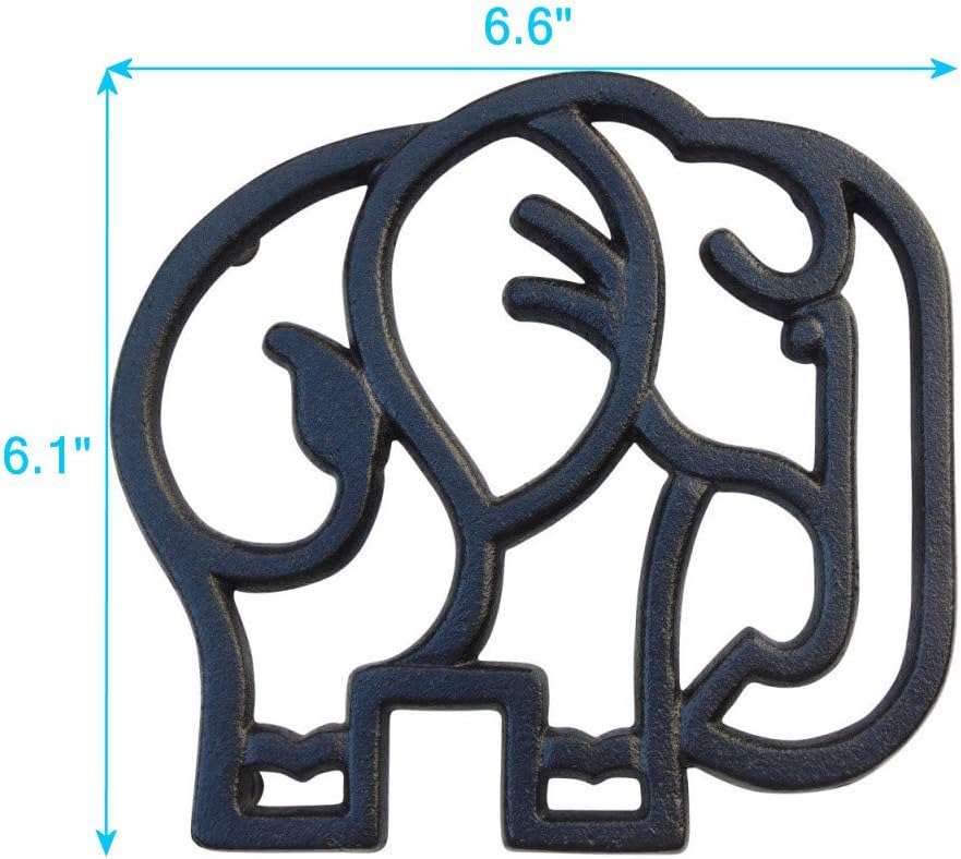 Elephant Cast Iron Trivet for Hot Pots & Kitchen & Dining Table, Elephant Gifts & Decor, Metal Wall Art, 2 or More