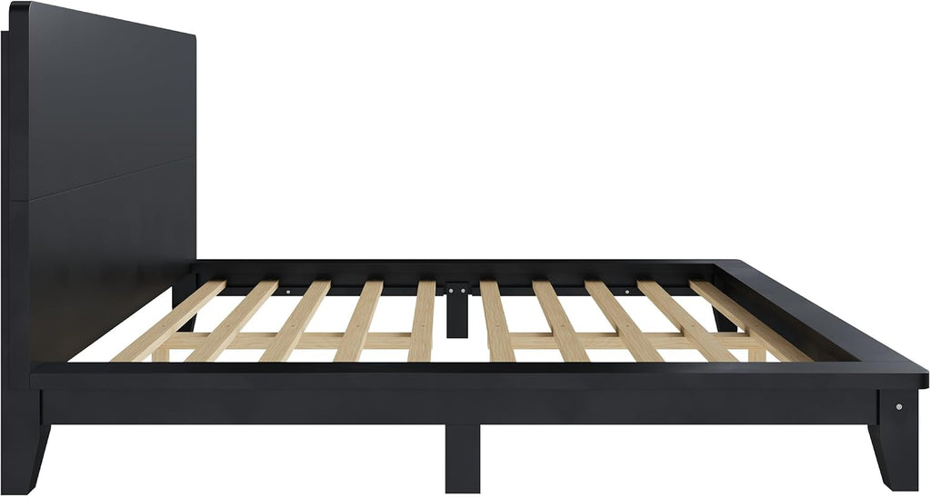 Queen Size Wood Bed Frame with Headboard, Japanese Platform Bedframe