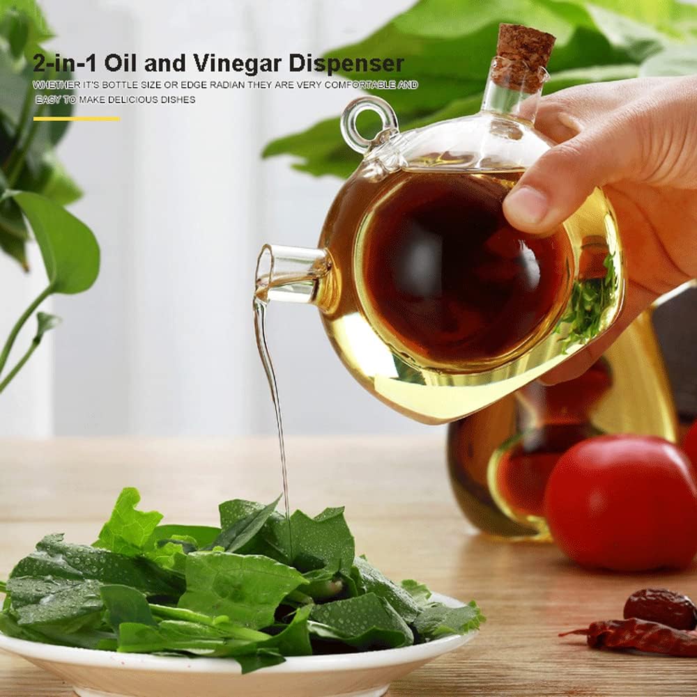 2 in 1 Oil and Vinegar Dispenser Cruet Bottle, Kitchen Supplies Glass Olive Oil and Balsamic Vinegar Cruet Bottle