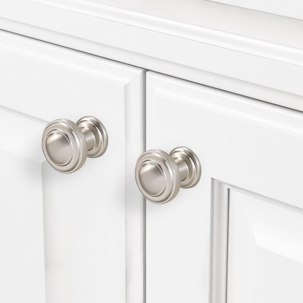 2 Pack Brushed Satin Nickel Kitchen Cabinet Knobs Solid Drawer Knobs Kitchen Cabinet Hardware Zinc Alloy Handles