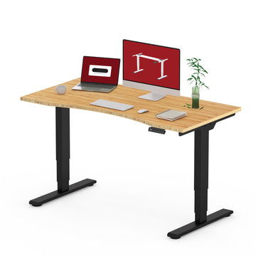Solid Bamboo Dual Motor Standing Desk, 220 lbs, 48×24