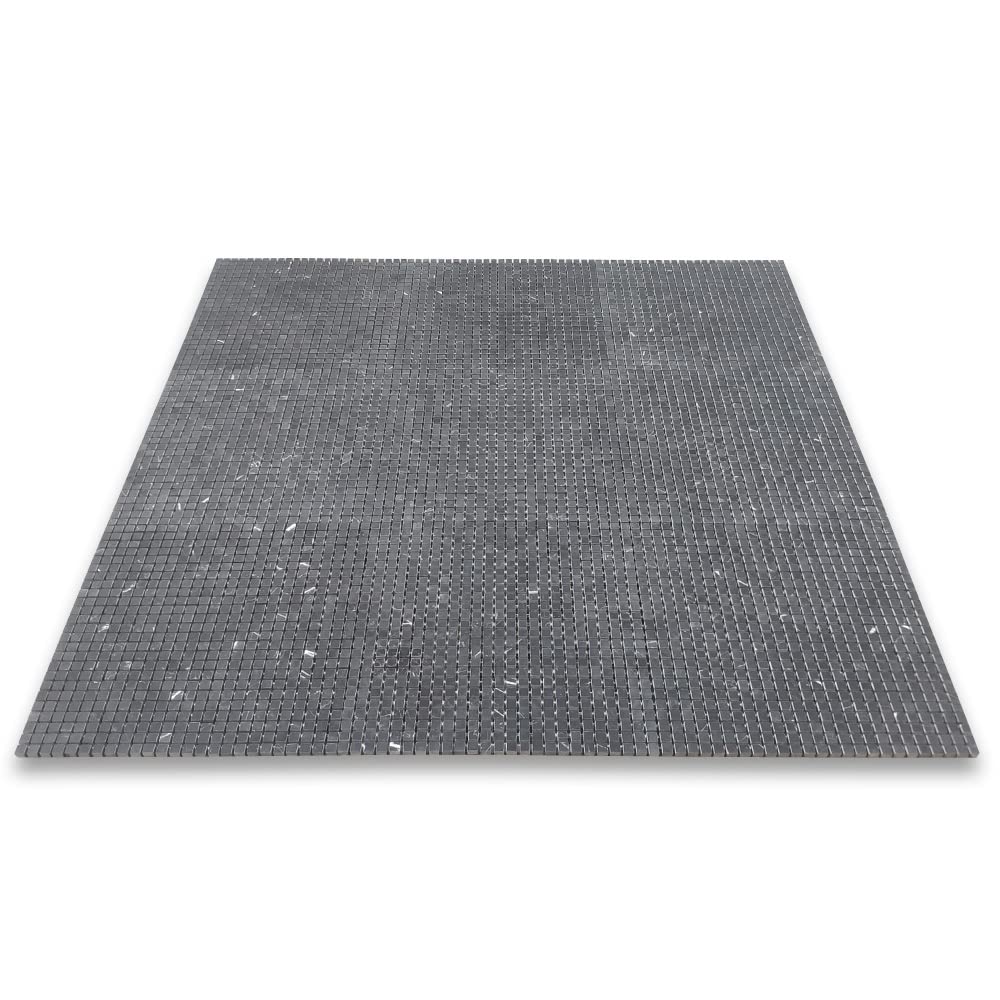 Nero Marquina Black Marble 3/8x3/8 Square Mosaic Tile Honed Kitchen Bath Wall Floor Backsplash Shower (1 Sheet)
