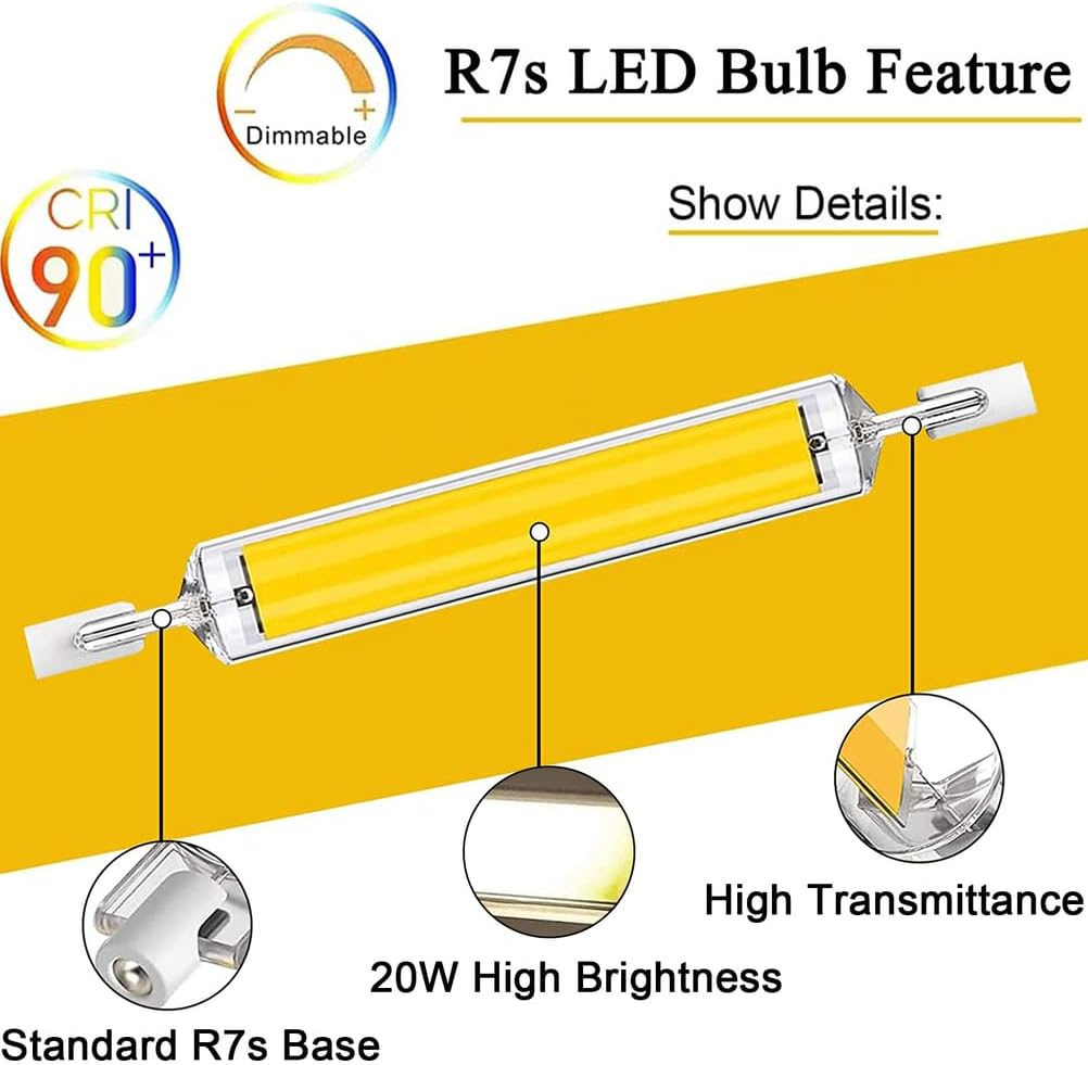R7s LED Bulb 118mm 20W High Brightness Equivalent to 200W Halogen Bulbs J-Type Linear Double Ended T3 LED Bulbs