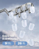 Ice Maker Countertop, 9 Cubes Ready in 6 Mins, 26 lbs per Day, Ice Machine with 2 Ice Sizes and Self-Cleaning